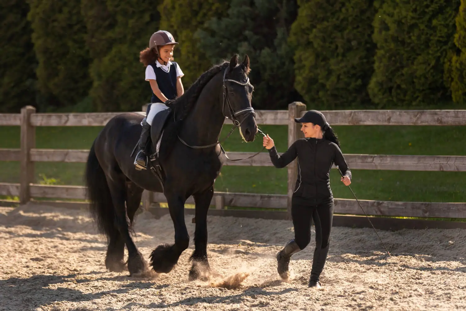 Rider trains with the horse