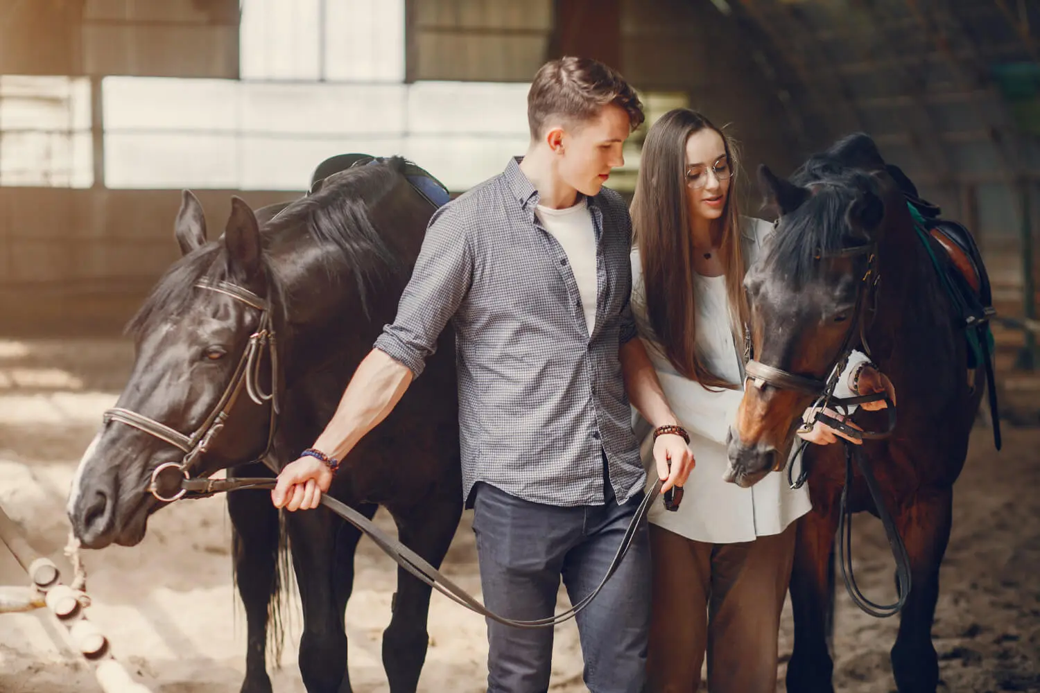 Rider trains with the horse