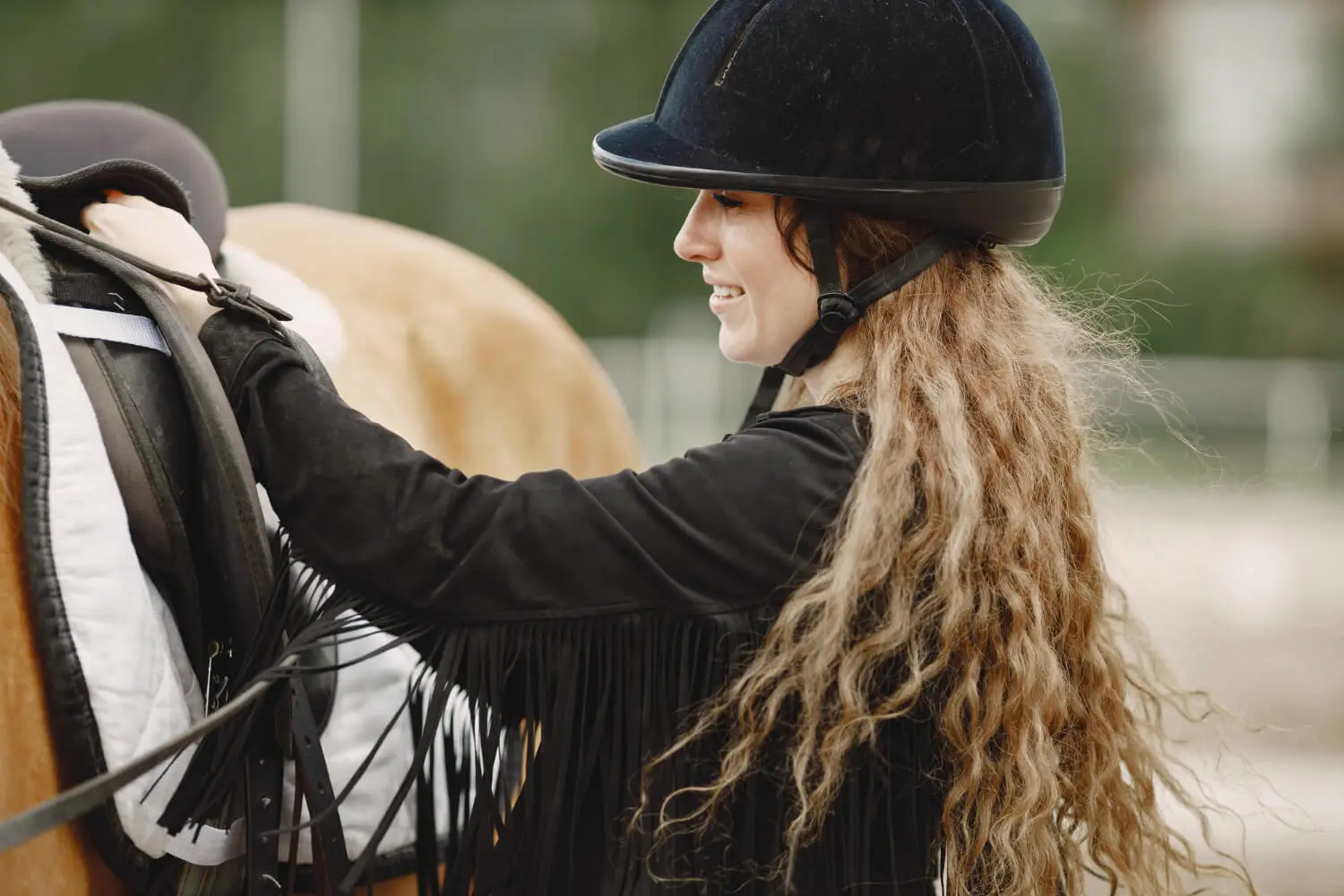 Rider trains with the horse